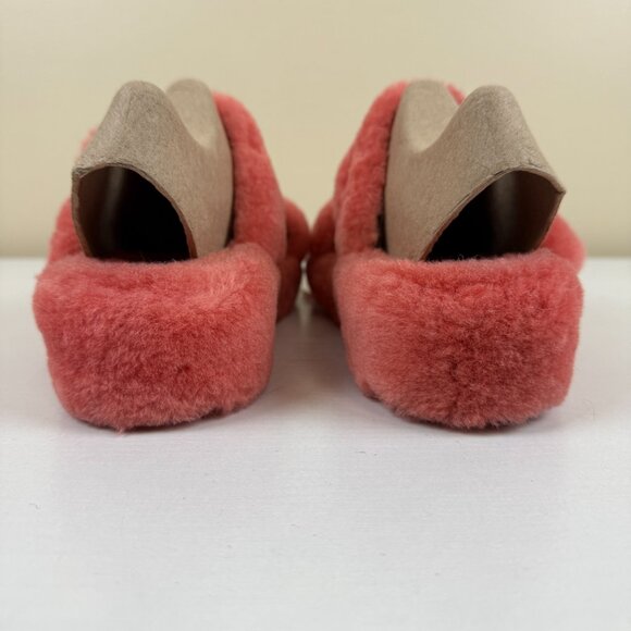 EUC UGG Women's Fuzz Yeah Blush Pink Sheepskin Slipper Slides - Picture 4 of 13